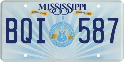 MS license plate BQI587
