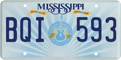 MS license plate BQI593