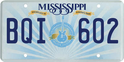 MS license plate BQI602