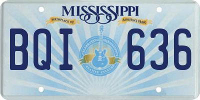 MS license plate BQI636