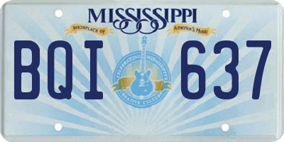 MS license plate BQI637