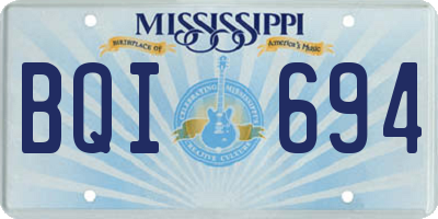 MS license plate BQI694