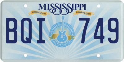 MS license plate BQI749