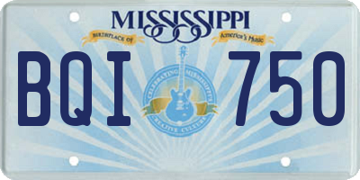 MS license plate BQI750