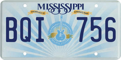 MS license plate BQI756