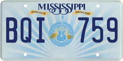 MS license plate BQI759