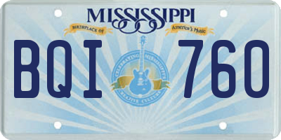 MS license plate BQI760