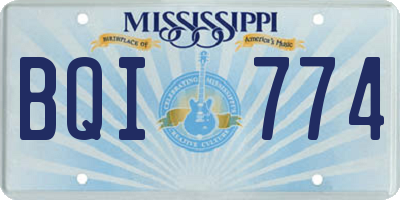 MS license plate BQI774