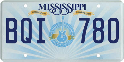 MS license plate BQI780