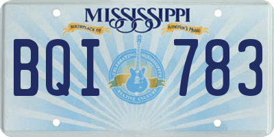MS license plate BQI783