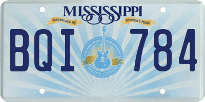MS license plate BQI784