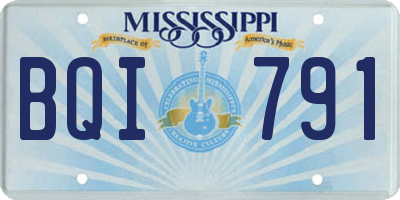 MS license plate BQI791