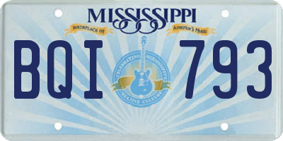 MS license plate BQI793