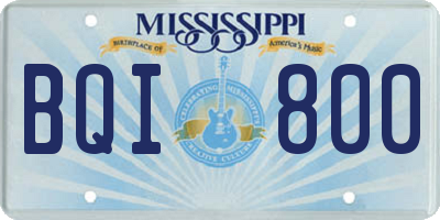MS license plate BQI800