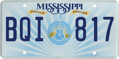 MS license plate BQI817