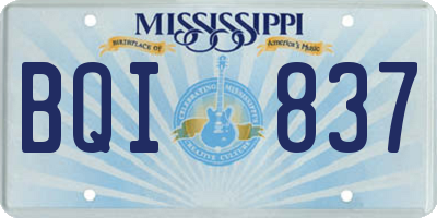 MS license plate BQI837