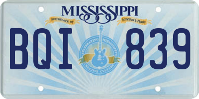 MS license plate BQI839