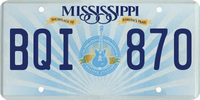 MS license plate BQI870