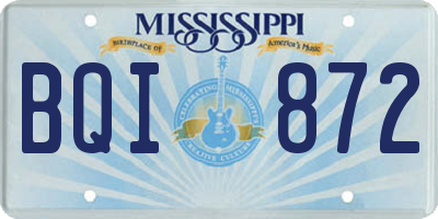 MS license plate BQI872