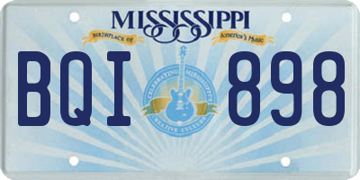 MS license plate BQI898