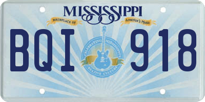 MS license plate BQI918