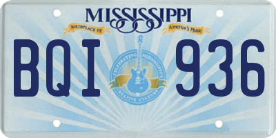 MS license plate BQI936