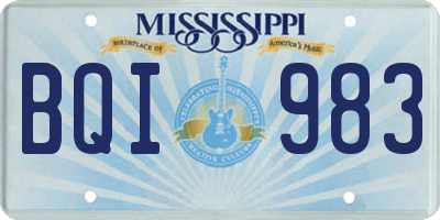 MS license plate BQI983