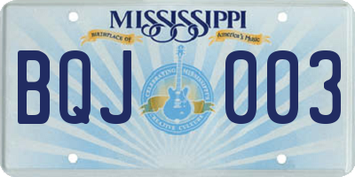 MS license plate BQJ003