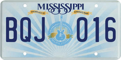 MS license plate BQJ016