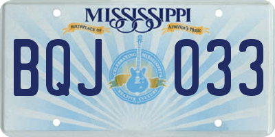 MS license plate BQJ033
