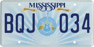 MS license plate BQJ034