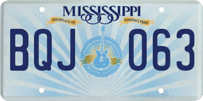MS license plate BQJ063