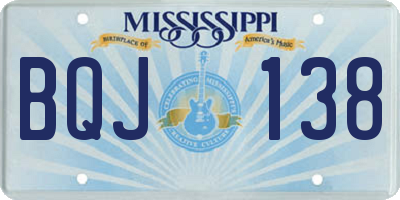 MS license plate BQJ138