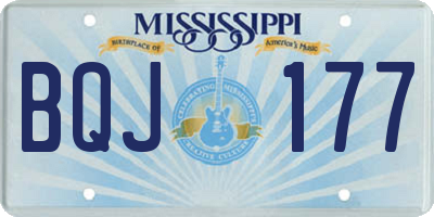 MS license plate BQJ177