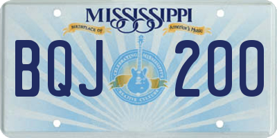 MS license plate BQJ200