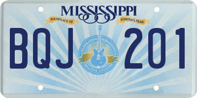 MS license plate BQJ201