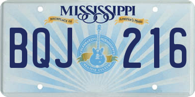 MS license plate BQJ216