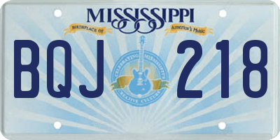 MS license plate BQJ218