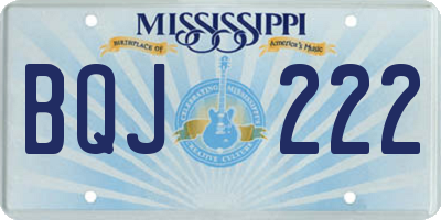 MS license plate BQJ222