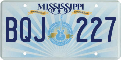 MS license plate BQJ227