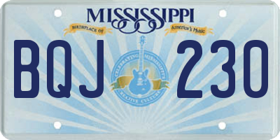 MS license plate BQJ230