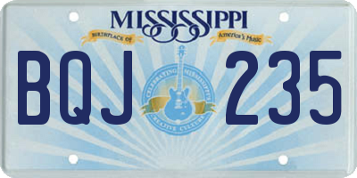 MS license plate BQJ235