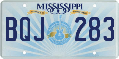 MS license plate BQJ283