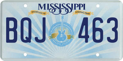 MS license plate BQJ463