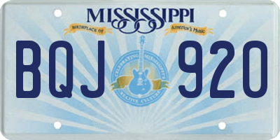 MS license plate BQJ920