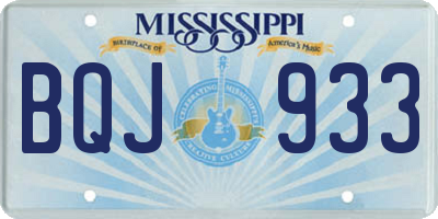 MS license plate BQJ933
