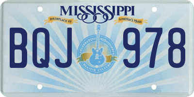MS license plate BQJ978