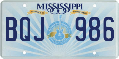 MS license plate BQJ986