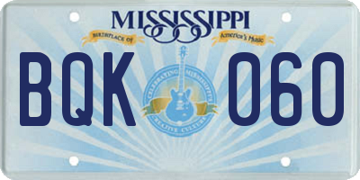 MS license plate BQK060