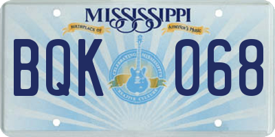 MS license plate BQK068